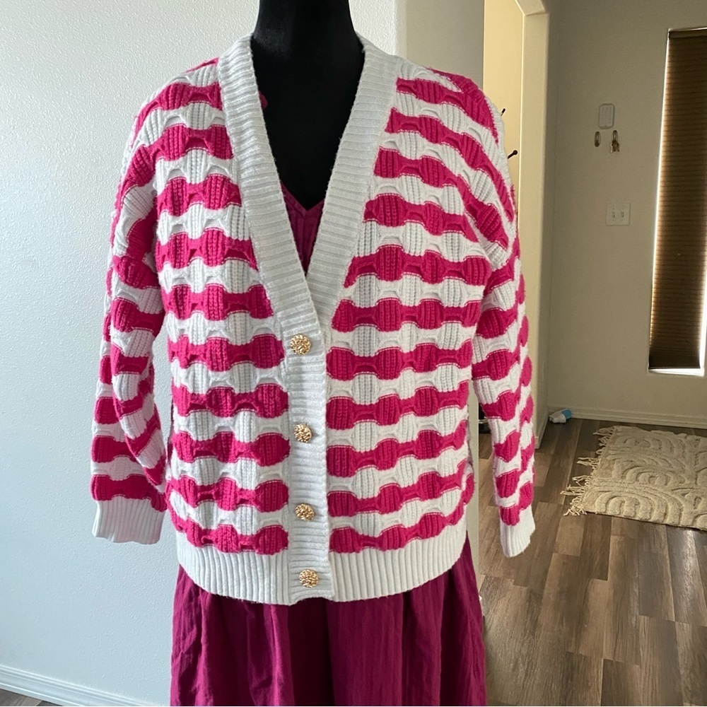 Belldini button down knit cardigan sweater top size M - Picture 3 of 10